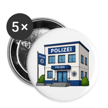 Polizei Cartoon Gebäude Druckdesign - Buttons groß 56 mm (5er Pack) - Weiß - Vorne
