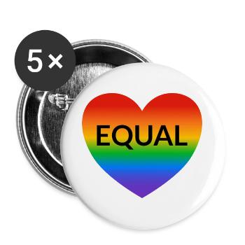 Fierté Arc-en-ciel au cœur égal - Lot de 5 grands badges (56 mm) - blanc - Devant