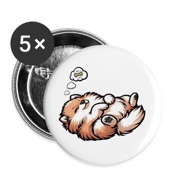 Zwergspitz Zwergspitze Spitzhund Zwergspitzhalter - Buttons groß 56 mm (5er Pack) - Weiß - Vorne