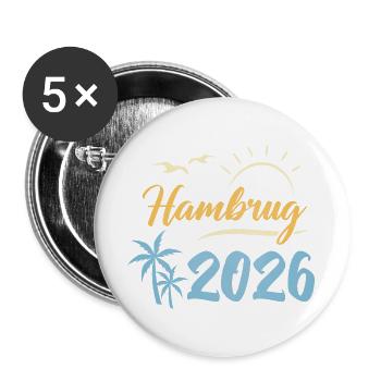 Hamburg 2026 - Buttons large 2.2''/56 mm (5-pack) - white - Front