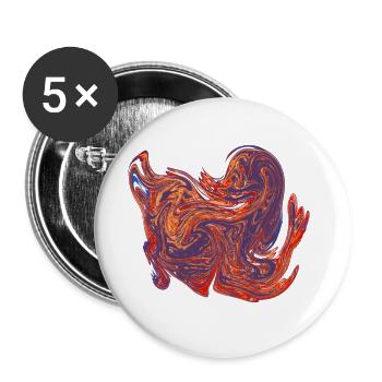 Farbwirbel-Herz Marmormuster - Buttons groß 56 mm (5er Pack) - Weiß - Vorne