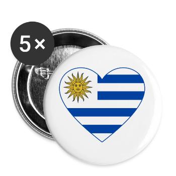 Uruguay_Flagge_Herz - Lot de 5 grands badges (56 mm) - blanc - Devant