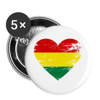 Bolivien Flagge Herz used - Buttons groß 56 mm (5er Pack) - Weiß - Vorne