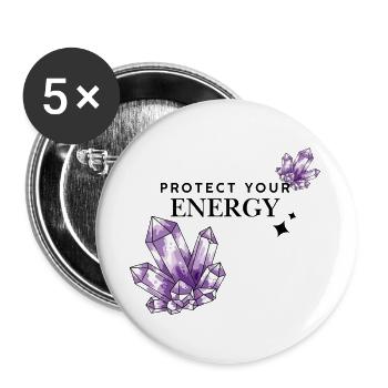 Amas de cristaux violets sur fond noir - Lot de 5 grands badges (56 mm) - blanc - Devant