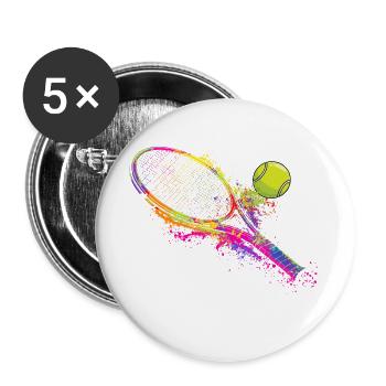 Tennis Racket Player Coach Court Lover - Buttons large 2.2''/56 mm (5-pack) - white - Front