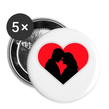 Couple Silhouette Amour Romance Petit ami de la Saint-Valentin - Lot de 5 grands badges (56 mm) - blanc - Devant