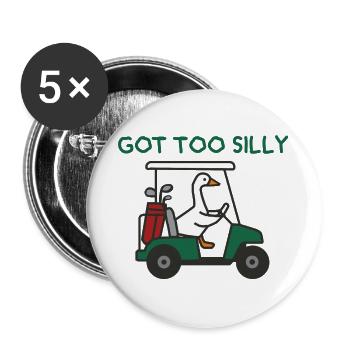 Goose in golf cart - Buttons large 2.2''/56 mm (5-pack) - white - Front