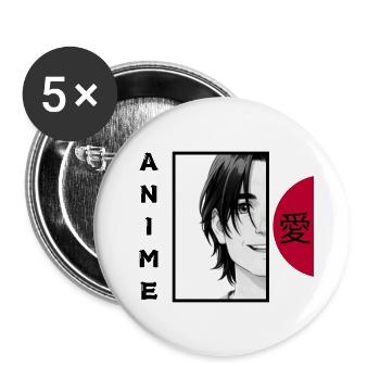 Anime Lover BLACK - Buttons large 2.2''/56 mm (5-pack) - white - Front