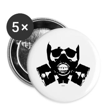 Silhouette du crâne du masque à gaz - Lot de 5 grands badges (56 mm) - blanc - Devant