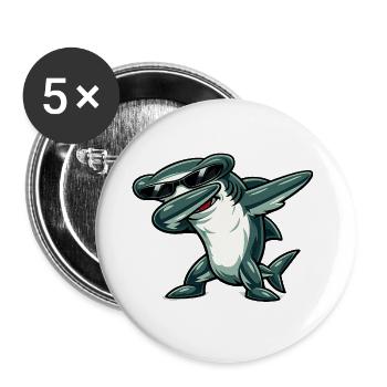 Dabbing hammerhead shark - Buttons large 2.2''/56 mm (5-pack) - white - Front