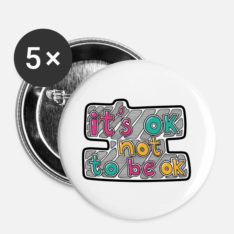 It's ok, not to be ok - Buttons large 2.2''/56 mm (5-pack) - white
