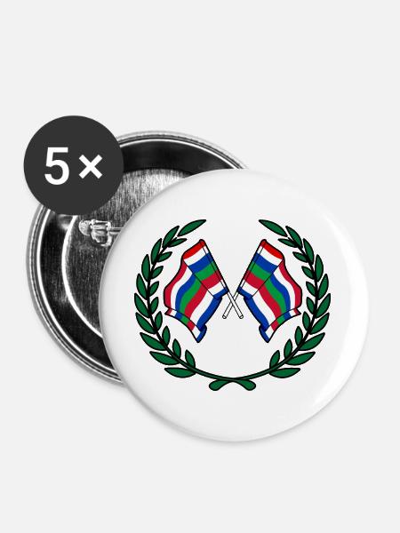 Schier Lorbeerflaggen – Inselstolz - Buttons groß 56 mm (5er Pack) - Weiß
