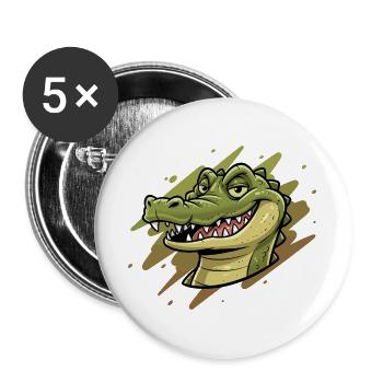 Crocodile Cartoon Head - Buttons large 2.2''/56 mm (5-pack) - white - Front