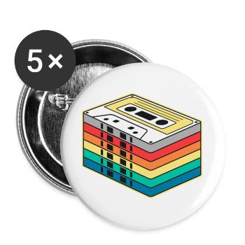 Vibrant Rainbow Cassette Tape - Buttons large 2.2''/56 mm (5-pack) - white - Front