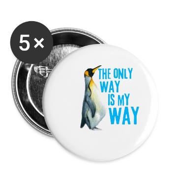Funny Nihilist Penguin Meme T-shirt Walking Away  - Buttons large 2.2''/56 mm (5-pack) - white - Front