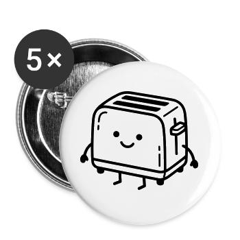 Grille-pain Kawaii - Lot de 5 grands badges (56 mm) - blanc - Devant