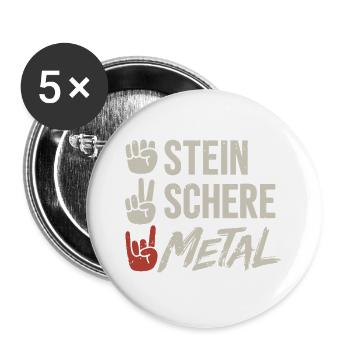 Stein Schere Metal Band Heavy Metal Musik - Buttons groß 56 mm (5er Pack) - Weiß - Vorne
