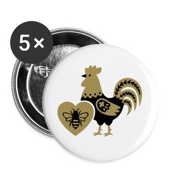 Rooster Bee Farm Cottagecore Country Living - Buttons large 2.2''/56 mm (5-pack) - white - Front