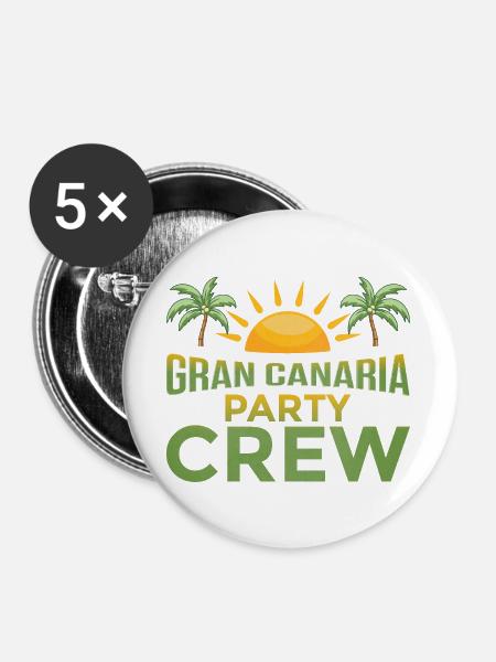 Gran Canaria Party Crew - Buttons groß 56 mm (5er Pack) - Weiß