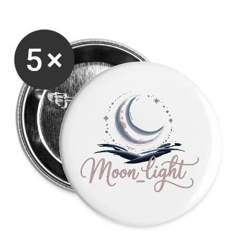 Mondlicht Shirt mit Halbmond – Mystische Nacht - Buttons groß 56 mm (5er Pack) - Weiß - Vorne
