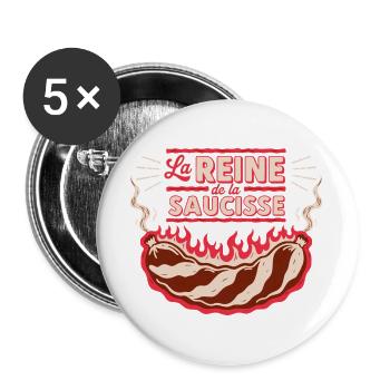 Reine de la Saucisse - Lot de 5 grands badges (56 mm) - blanc - Devant