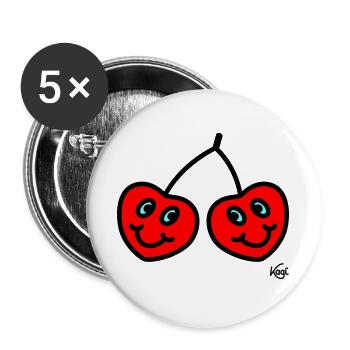 Zwillinge Kirschen groß - Buttons groß 56 mm (5er Pack) - Weiß - Vorne