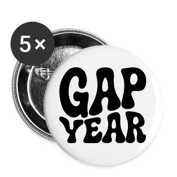 Gap year seventies wavy lettering - Buttons large 2.2''/56 mm (5-pack) - white - Front