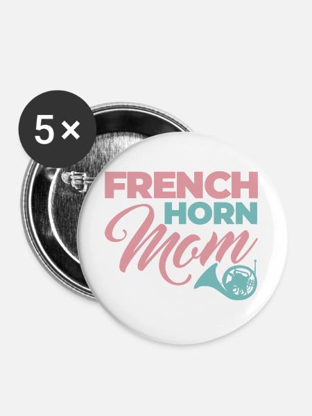 French Horn Mom - Buttons groß 56 mm (5er Pack) - Weiß
