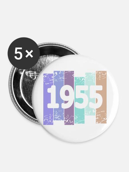 1955 - Buttons groß 56 mm (5er Pack) - Weiß
