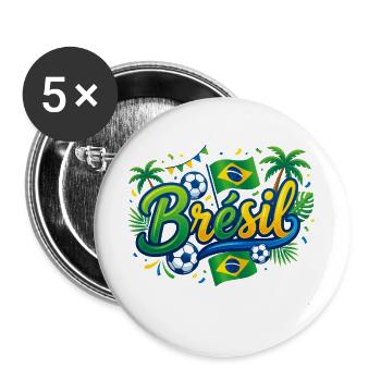 Brésil - Lot de 5 grands badges (56 mm) - blanc - Devant