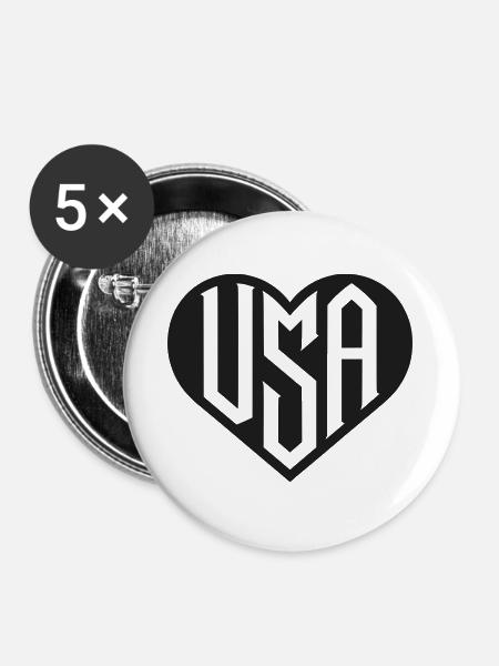 Geometrisches USA Herz - Buttons groß 56 mm (5er Pack) - Weiß