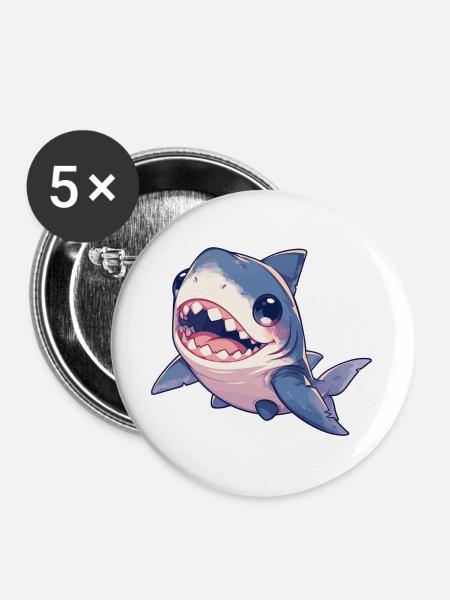 Haie Hai - Buttons groß 56 mm (5er Pack) - Weiß