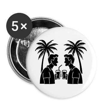 Silhouette de plage de vacances - Lot de 5 grands badges (56 mm) - blanc - Devant