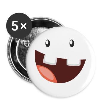 Funny monster with a big grin - Buttons large 2.2''/56 mm (5-pack) - white - Front