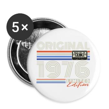 Original 1976 Vintage Retro Geburtstag Geschenk - Buttons groß 56 mm (5er Pack) - Weiß - Vorne