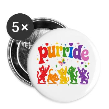 Festival des chats arc-en-ciel Purrride - Lot de 5 grands badges (56 mm) - blanc - Devant