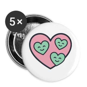 Heart Three Children Mom Mother of Three Love - Buttons large 2.2''/56 mm (5-pack) - white - Front