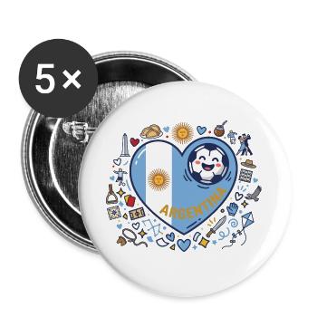 Illustration du drapeau du cœur en Argentine - Lot de 5 grands badges (56 mm) - blanc - Devant