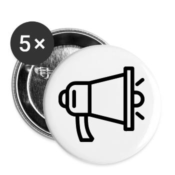 mégaphone - Lot de 5 grands badges (56 mm) - blanc - Devant