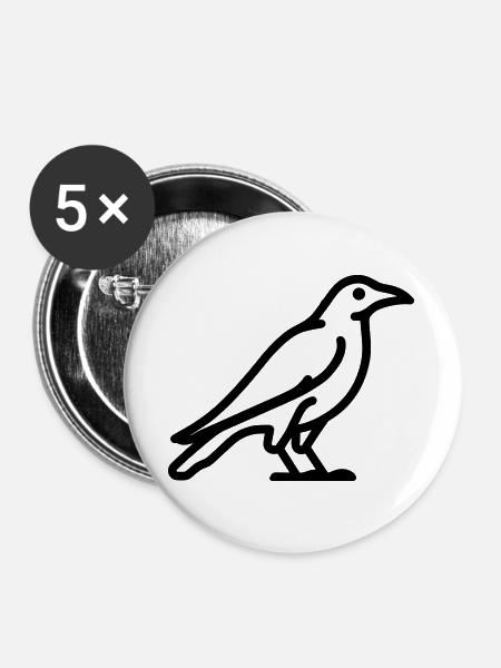 Krähe - Buttons groß 56 mm (5er Pack) - Weiß