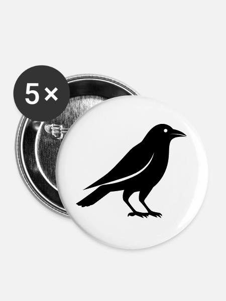 Krähe - Buttons groß 56 mm (5er Pack) - Weiß
