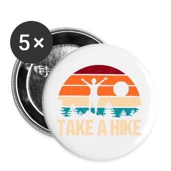 Randonnée sur sentier de montagne Randonnée en plein air Braconnage - Lot de 5 grands badges (56 mm) - blanc - Devant