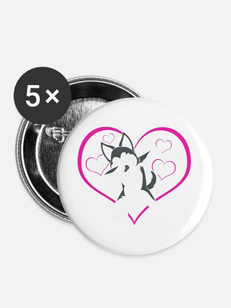 Sibirischer Husky - Buttons groß 56 mm (5er Pack) - Weiß