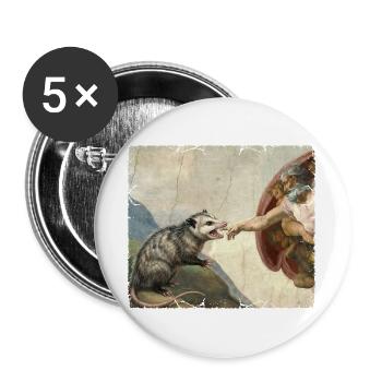 Opossum Beats God's Hand Funny Opossum Meme - Buttons large 2.2''/56 mm (5-pack) - white - Front
