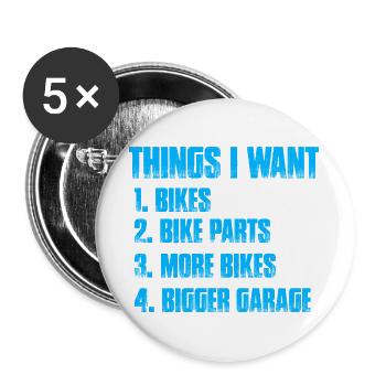 Things i want Bicycle Mountain Bike MTB Downhill - Buttons large 2.2''/56 mm (5-pack) - white - Front