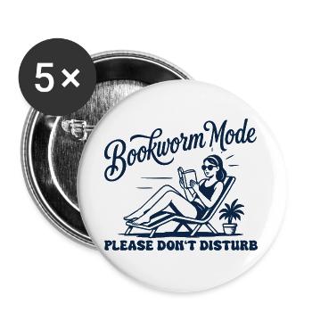 Bookworm Mode Don't Disturb Retro Reading - Buttons large 2.2''/56 mm (5-pack) - white - Front
