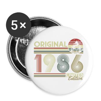 Original 1986 Vintage Vintage Retro Birthday - Buttons large 2.2''/56 mm (5-pack) - white - Front
