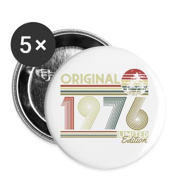 Anniversaire original vintage rétro vintage de 1976 - Lot de 5 grands badges (56 mm) - blanc - Devant
