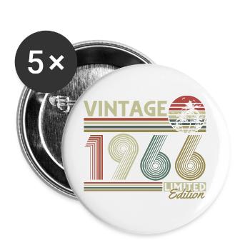 Vintage, 1966, Vintage, Cadeau, Anniversaire, Rétro - Lot de 5 grands badges (56 mm) - blanc - Devant