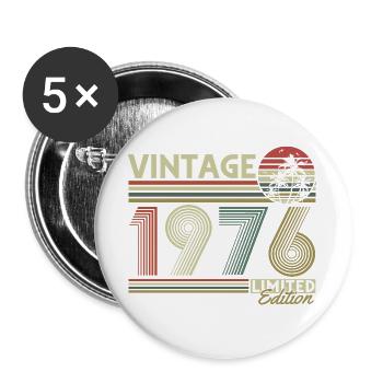 Millésime 1976 Vintage Cadeau d’anniversaire Rétro - Lot de 5 grands badges (56 mm) - blanc - Devant